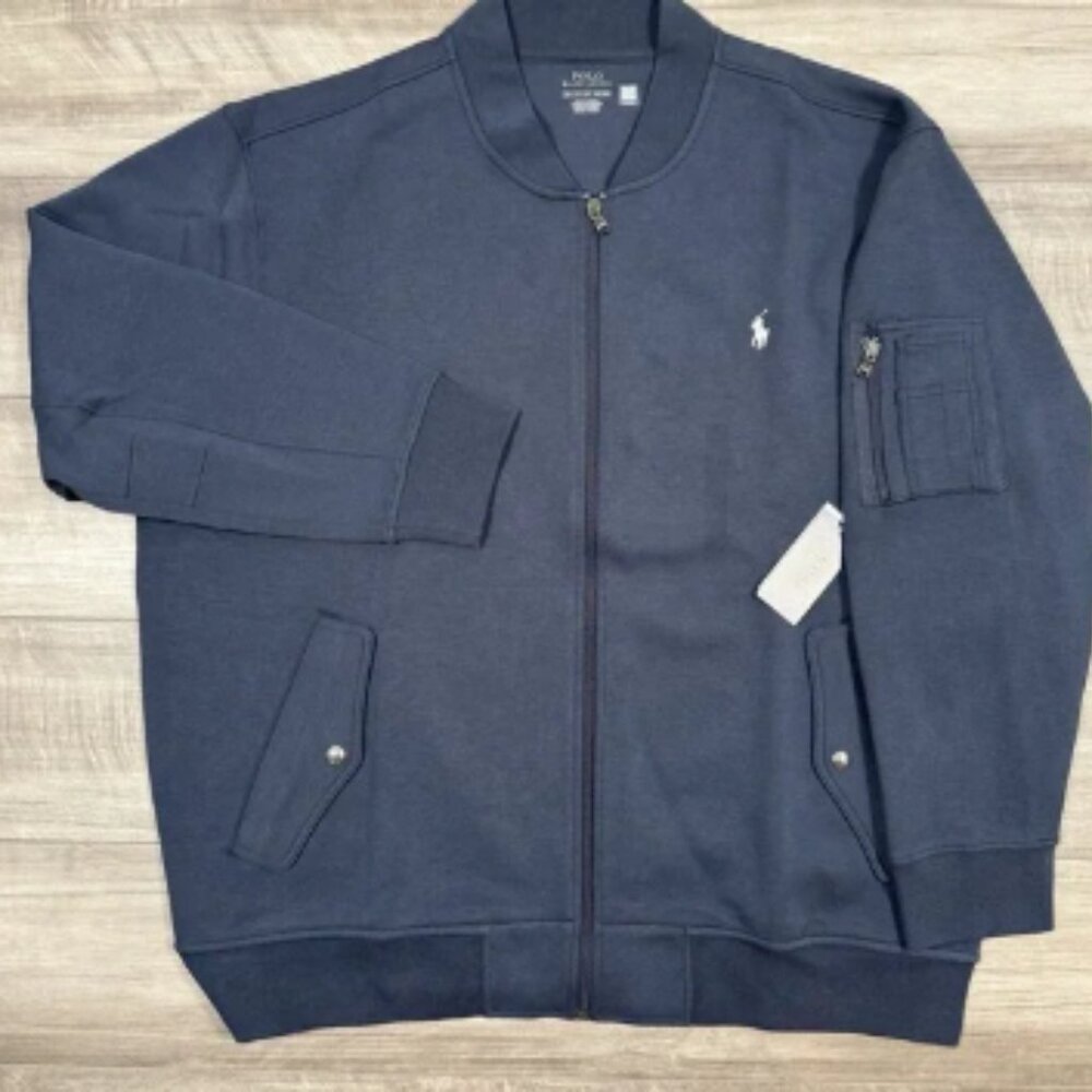 Polo Ralph Lauren Men's Big & Tall Double Knit Bomber Jacket Navy Size 2XB NEW